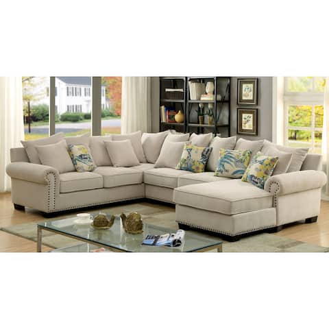 Furniture of America Riti Beige Upholstered Sectional