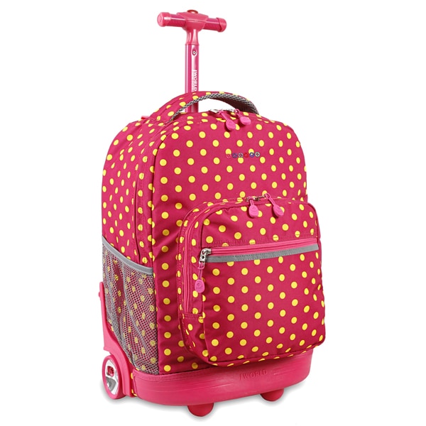 Shop J World Sunrise Pink Buttons 18-inch Rolling Backpack - Free ...