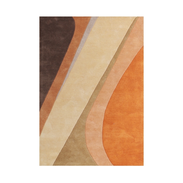Alliyah Rugs Orange/Brown Wool Handmade Flowing Ribbons Abstract Natural Floor Rug