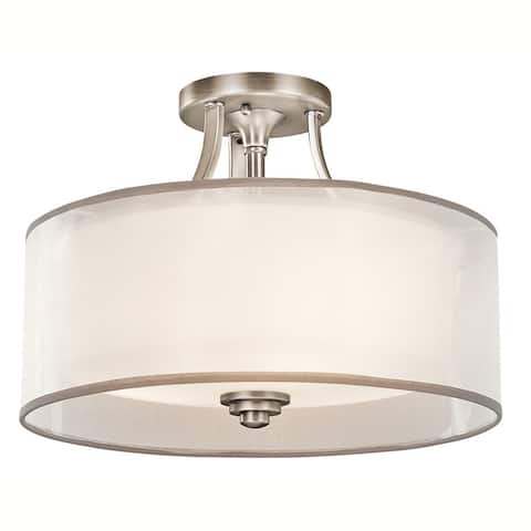 Kichler Lighting Lacey Collection 3-light Antique Pewter Semi-Flush Mount