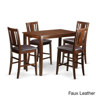 East West Furniture Brown Solid Wood 5-piece Counter Height Dining Table Set (Faux Leather)