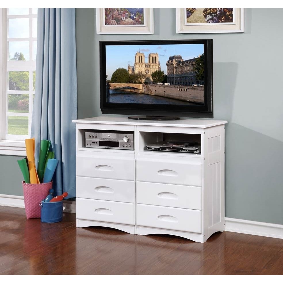 Shop White Entertainment Dresser With Six Drawers Overstock