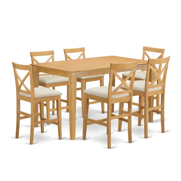 Natural Rubberwood 7 Piece Counter Height Dining Table Set Natural Rubberwood 7 Piece Counter Height Dining Table Set Free Shipping Today 12063910