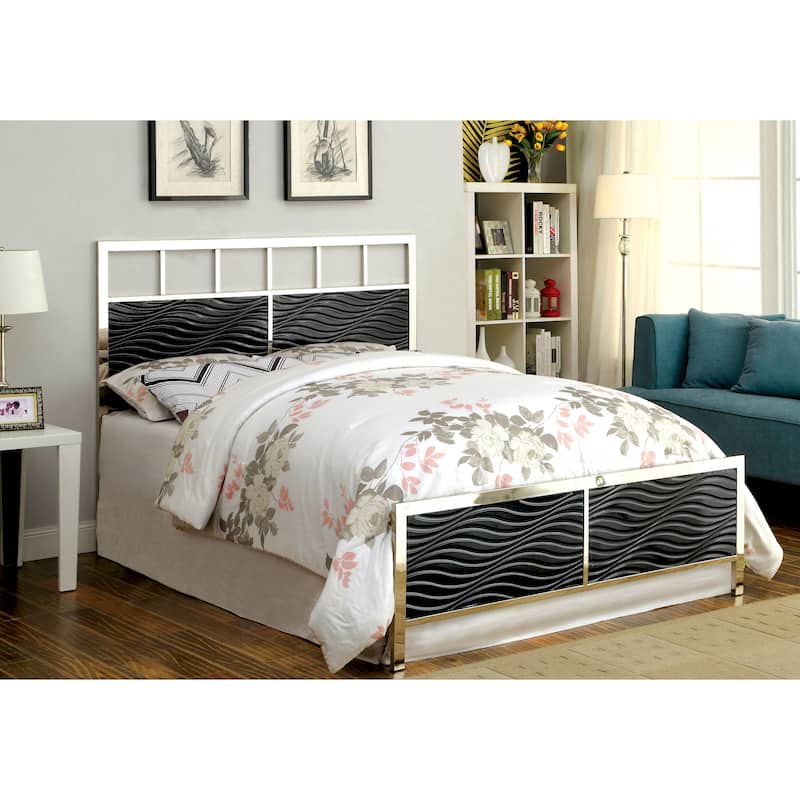 Furniture of America Nols Modern 2-Piece Metal Headboard and Footboard Set