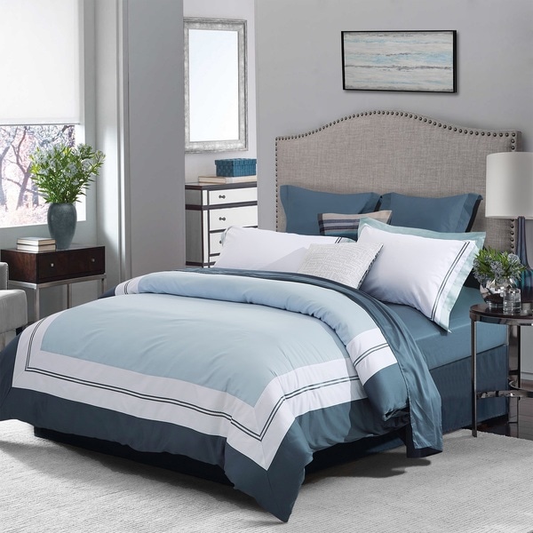 Superior Meridian 300 Thread Count Embroidered Cotton Duvet Cover Set