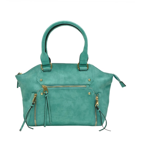 Moda Trendy Faux Leather Double Handle Satchel Handbag