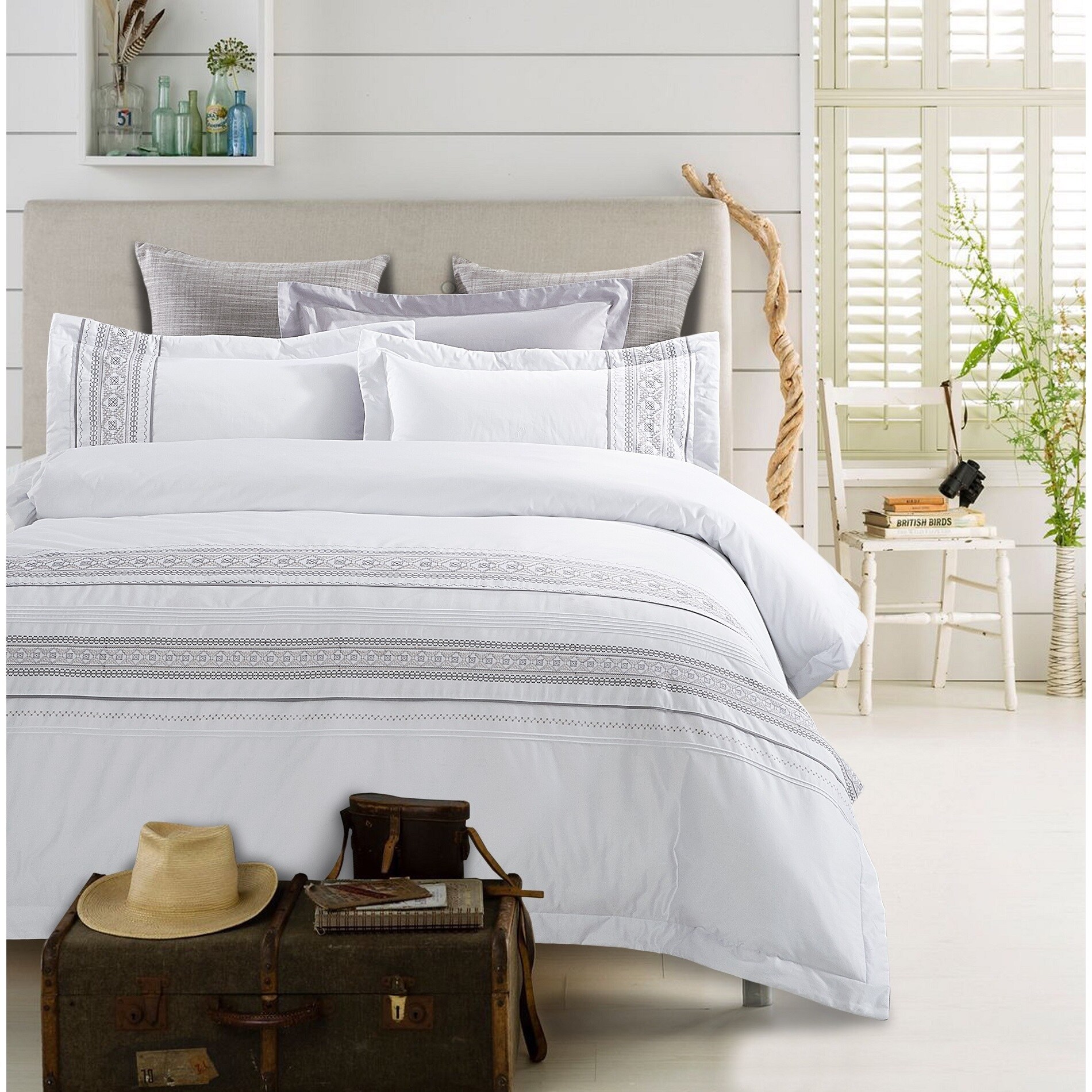 Shop Miranda Haus Burlington 300 Thread Count Embroidered Cotton