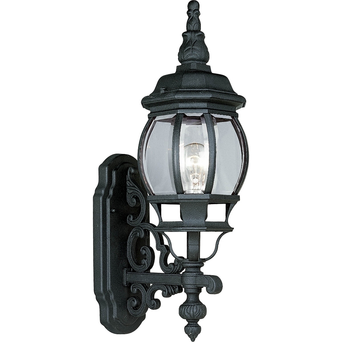 Progress Lighting Parrish 1-Light Outdoor Hanging Lantern, Black/Etched