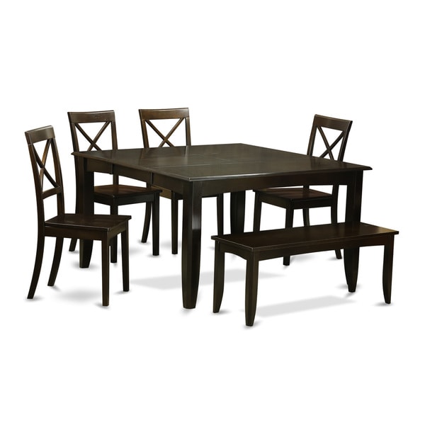 Black Rubberwood 6-piece Dining Room Set with Dining Bench - Free