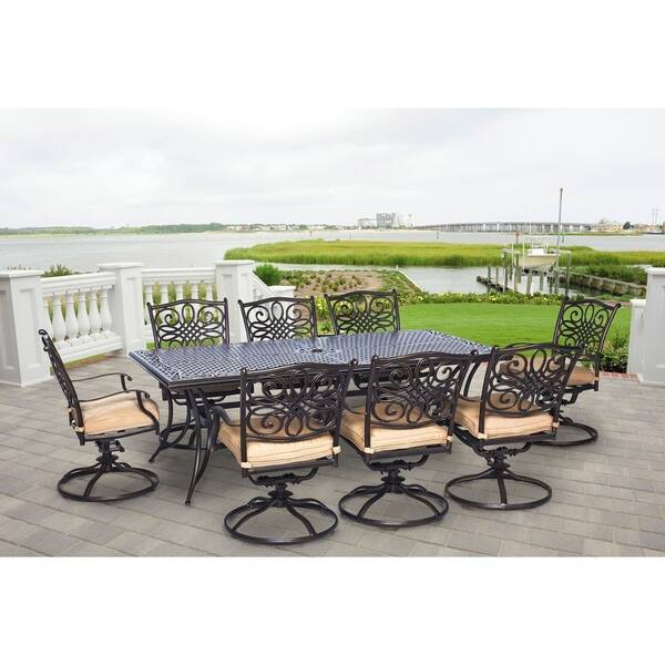 Shop Black Friday Deals On Hanover Outdoor Traddn9pcsw 8 Traditions 9 Piece Dining Set Overstock 12064342