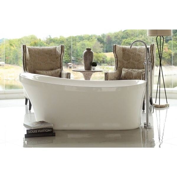 Signature Bath Calm Acrylic 67-inch Freestanding Bathtub - Bed Bath ...