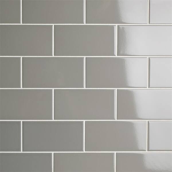 Somertile 3x6 Inch Malda Subway Glossy Warm Grey Somertile 3x6 Inch Malda Subway Glossy Warm Grey