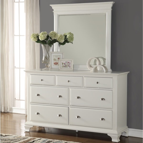 Laveno White Wood 7-drawer Dresser and Mirror - Free ...