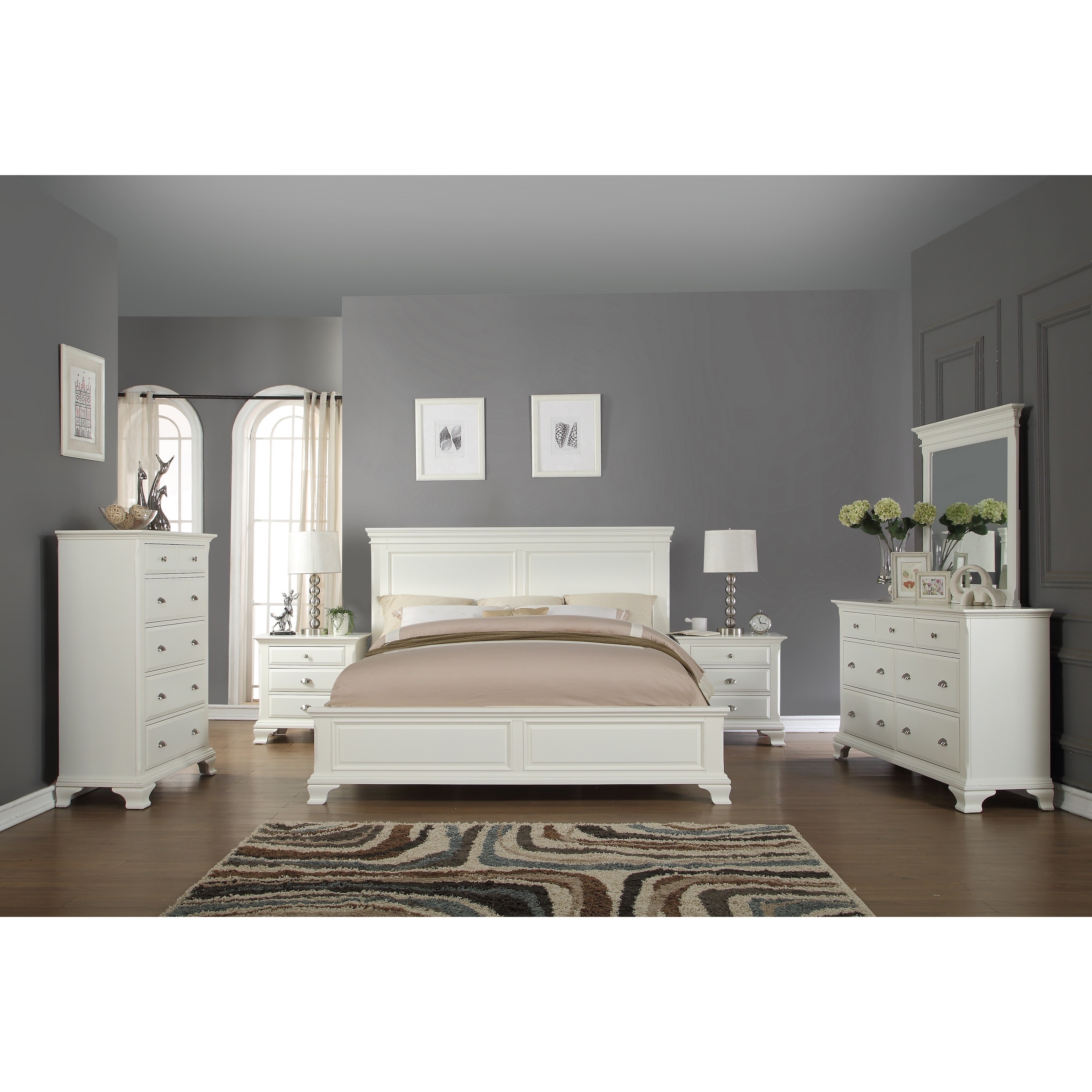 Shop Black Friday Deals On Laveno 012 White Wood 6 Piece Bedroom Furniture Set Overstock 12064541