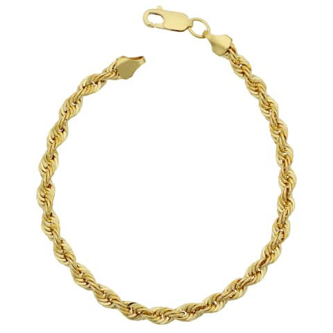 Fremada 14k Yellow Gold Filled Men's Bold 4.2-mm Rope Chain Bracelet (7.5 or 8.5 inches)