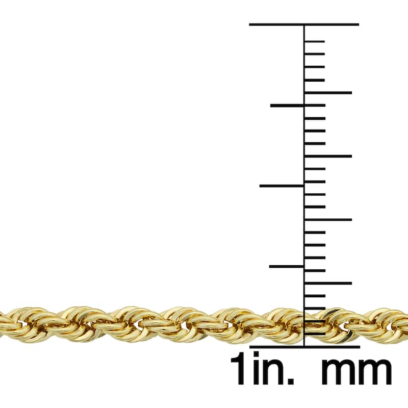 14k Yellow Gold Filled Men's 3.2 mm Rope Chain Necklace (16-36 inches)