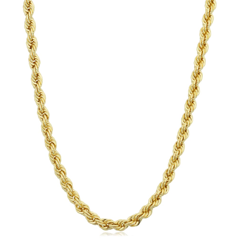 Fremada 14k Yellow Gold Filled Men's 3.2 mm Rope Chain Necklace (16-36 inches)