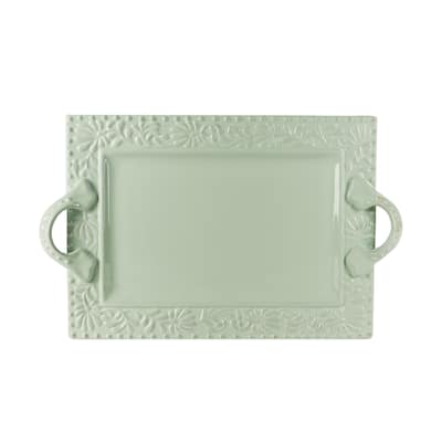 Bianca Leaf Blue Rectangle Platter