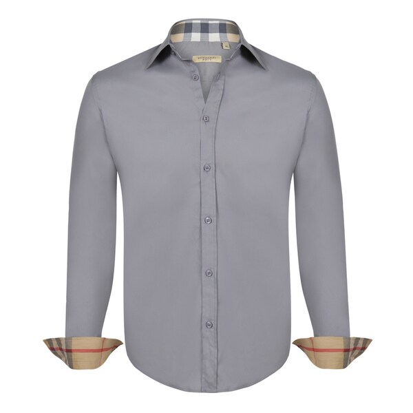 Shop Burberry Men's Grey Dress Shirt 