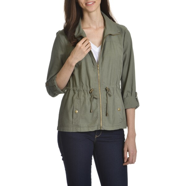 Shop Ashley Women's Junior Drawstring Waist Lightweight Jacket Free