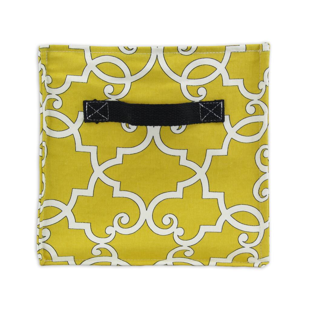 Woburn Sunflower Soft Sided Storage Container 11""h x10.75w with Cream Canvas Handle