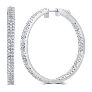 Hoop Cubic Zirconia Earrings Online At Our Best Divina Sterling Silver 1 Carat Total Weight Cubic Zirconia Inside And Outside Hoop Earrings