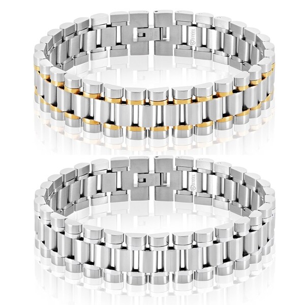 White Stainless Steel bracelet Men's chain 8.5 in Polished Large Link