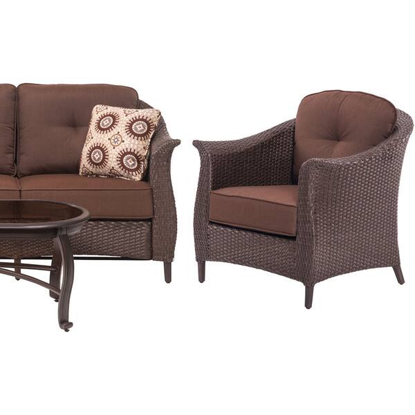 Shop Hanover Outdoor Gramercy Brown Polyethylene Wicker 4 Piece Patio Seating Set Overstock 12067249