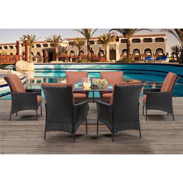 Hanover Strathmere Allure Brown Steel Seven-piece Outdoor Dining Set