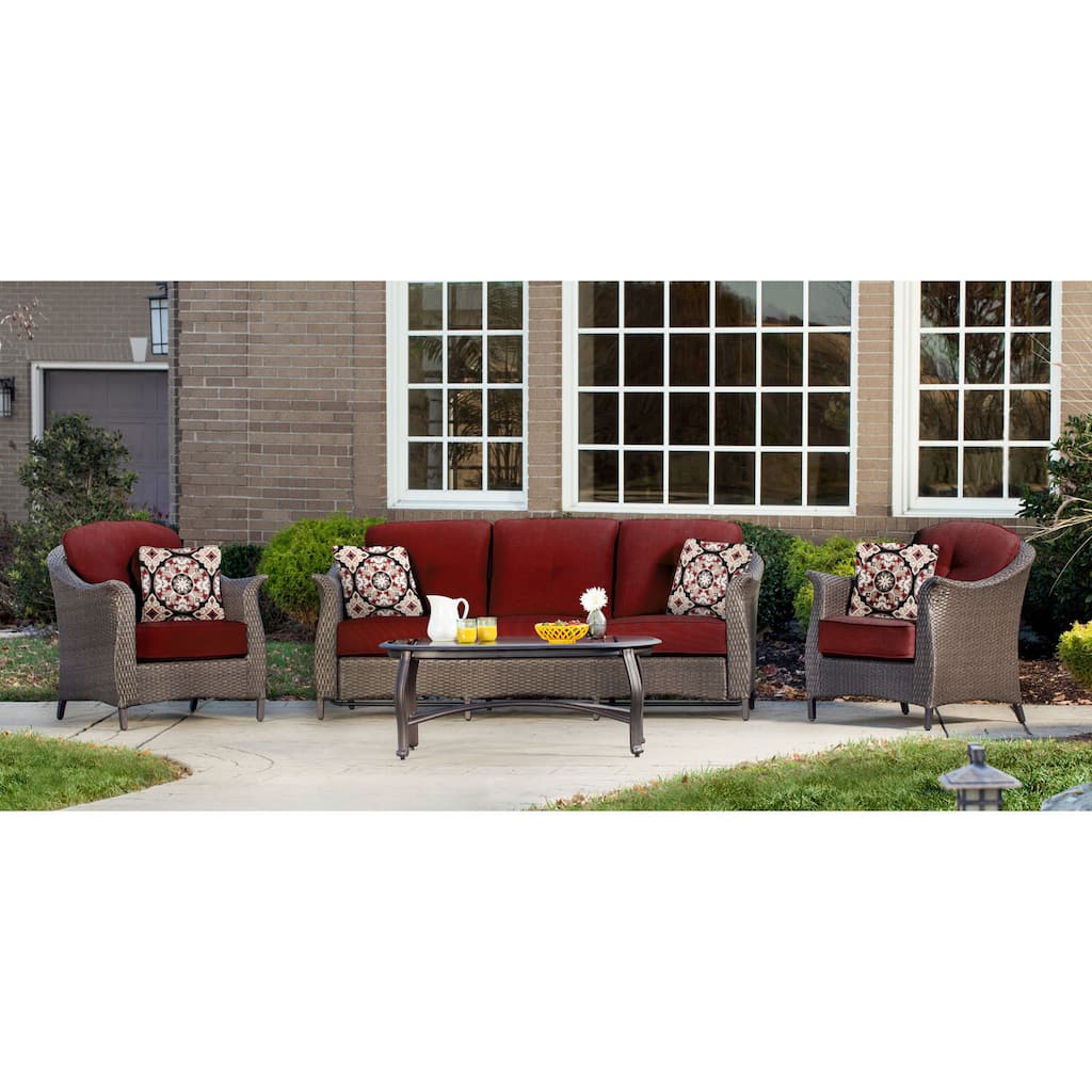 Hanover Outdoor Gramercy Crimson Red Four-piece Seating Set