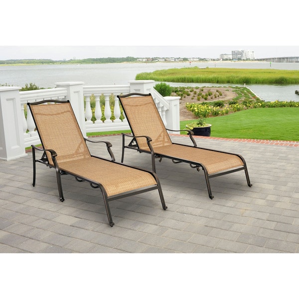 Shop Hanover Monaco Tan Outdoor Chaise Lounge Chairs (Set ...