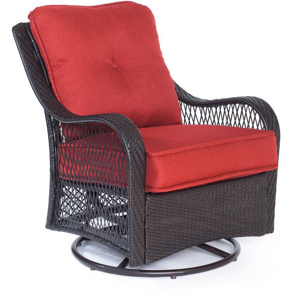 Shop Hanover Orleans Red Rattan Outdoor Three Piece Swivel Rocking Chair Set Overstock 12067713