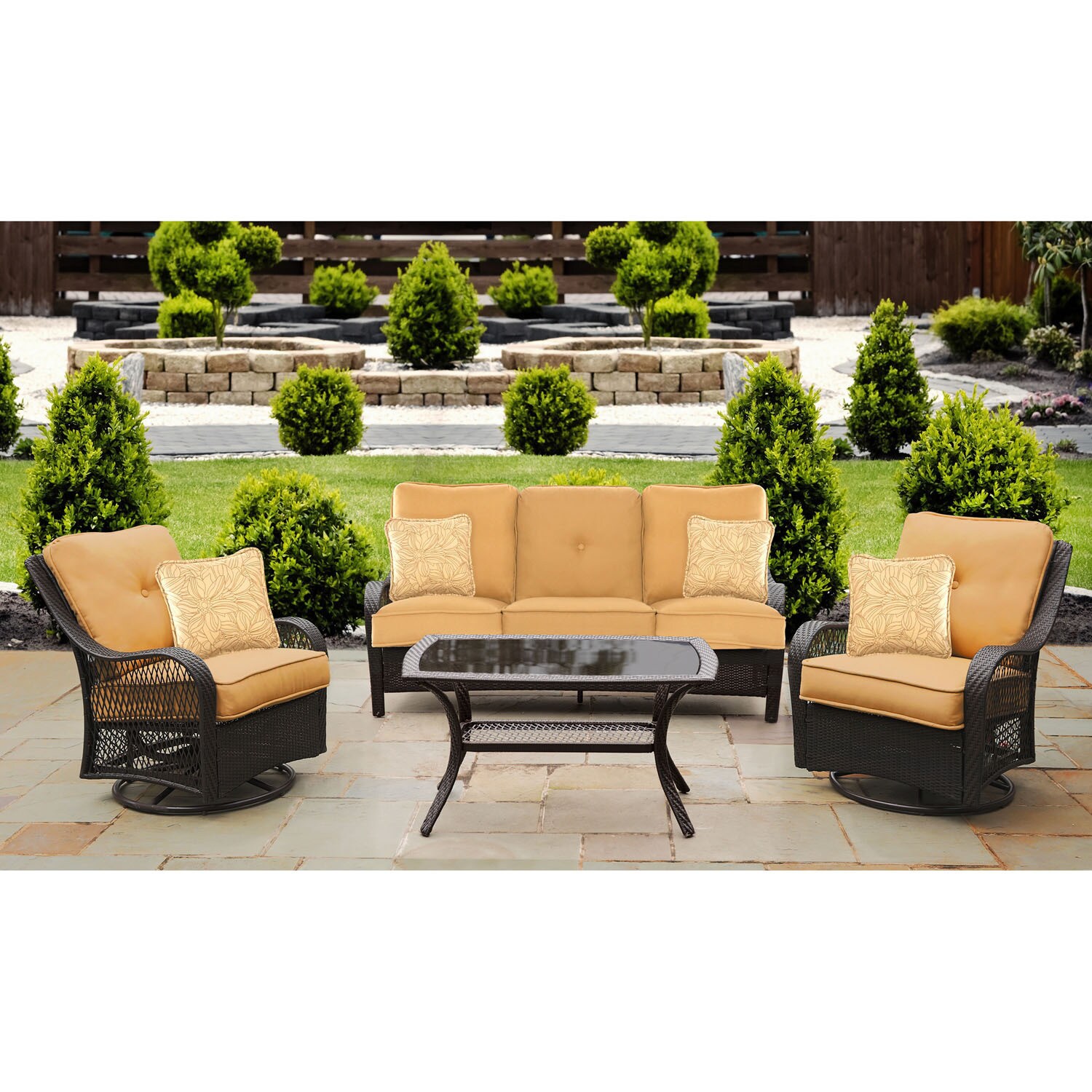 Shop Hanover Orleans Tan Resin Outdoor 4 Piece All Weather Patio Set Overstock 12067729