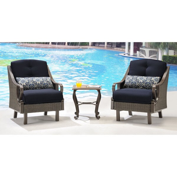 Shop Hanover Outdoor Ventura 3-piece Chat Set in Navy Blue - Free ...