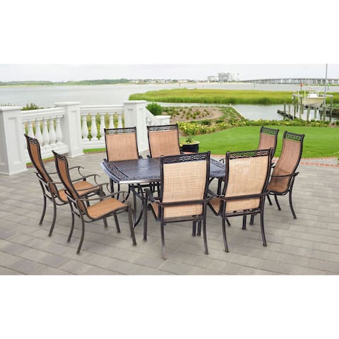 Hanover Outdoor Manor 9-piece Outdoor Dining Set with Large Square Table