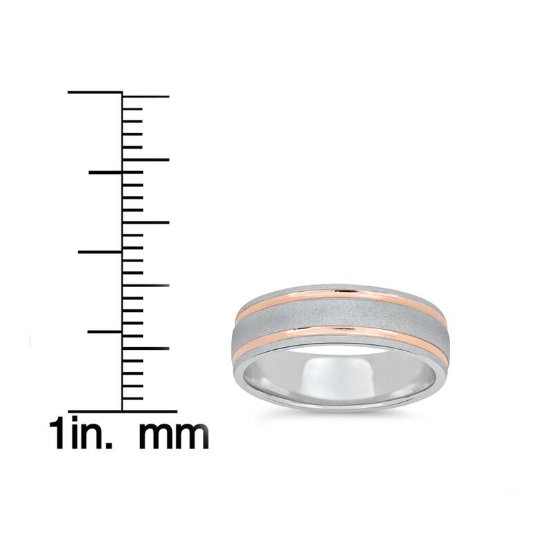 14k Rose & White Gold Two Tone 7MM Brushed Wedding Band
