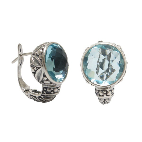 Handmade Sterling Silver Gemstone Omega Clasp Earrings Handmade Sterling Silver Gemstone Omega Clasp Earrings Indonesia
