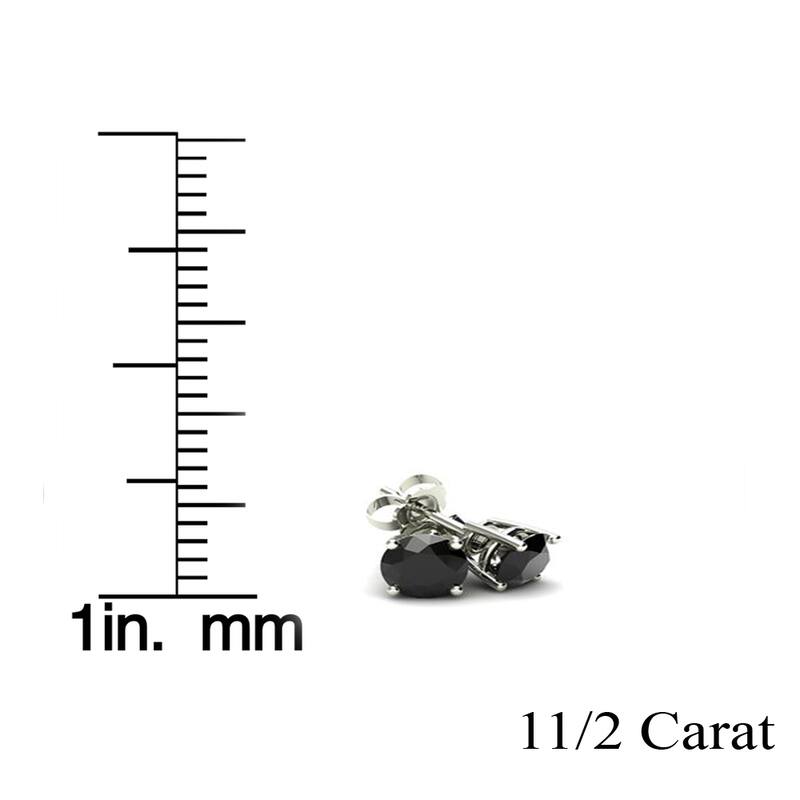 14k Yellow or White Gold 1/2ct to 4ct Treated Black Diamond Studs