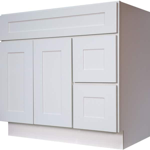 Shop Everyday Cabinets White Shaker 36 Inch Single Sink Bathroom