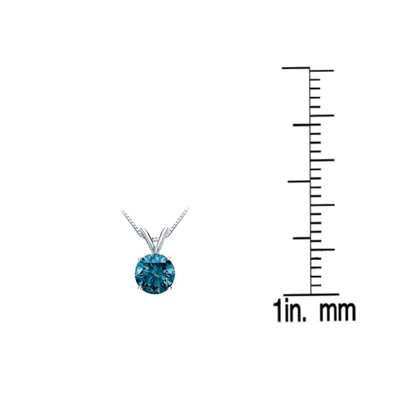 Auriya 14k Gold 1/3ctw Solitaire Blue Diamond Necklace (I1-I2)