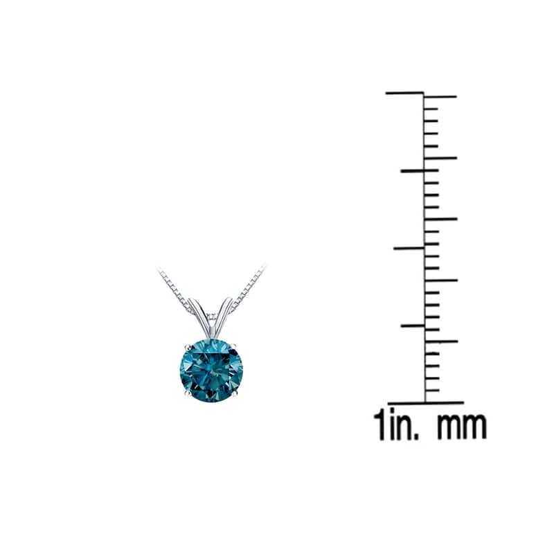 Auriya 14k Gold 1/2ctw Solitaire Blue Diamond Necklace (I1-I2)