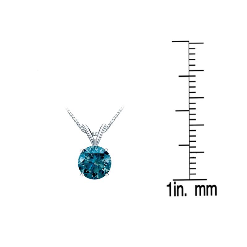 Auriya 14k Gold 3/4ctw Solitaire Blue Diamond Necklace (I1-I2)