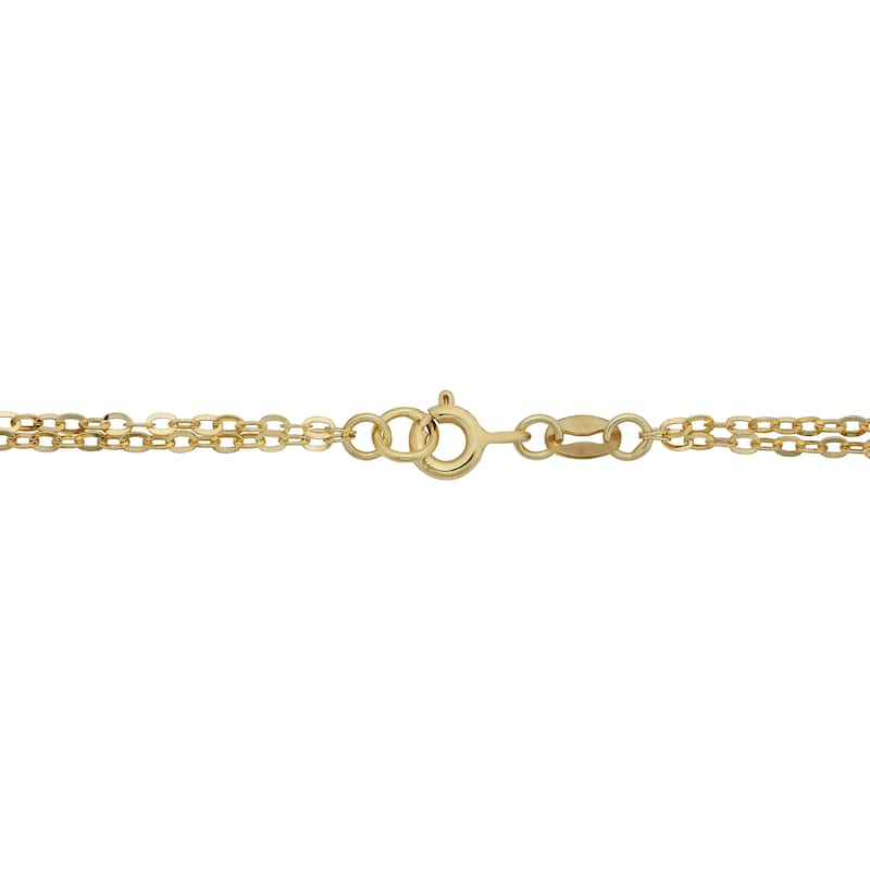 Fremada Italian 14k Yellow Gold Diamond-cut Links and Double Strand Necklace (18 inches)