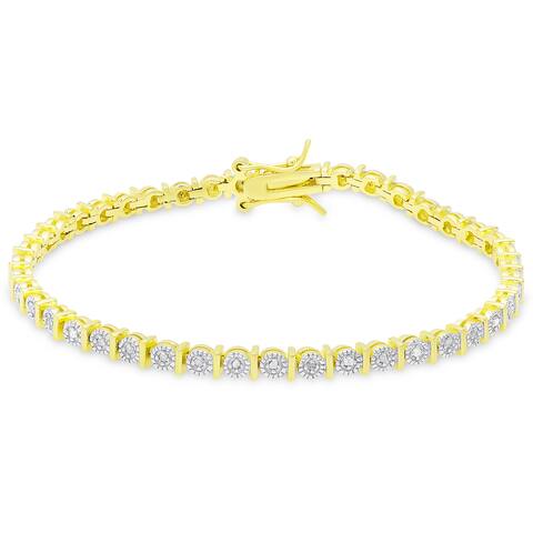 Finesque Gold Over Silver or Sterling Silver 1/4ct TDW Diamond Bracelet