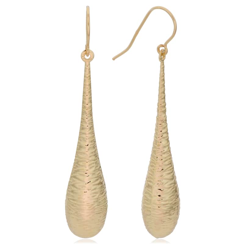 Fremada 14k Yellow Gold Elongated Teardrop Dangle Earrings