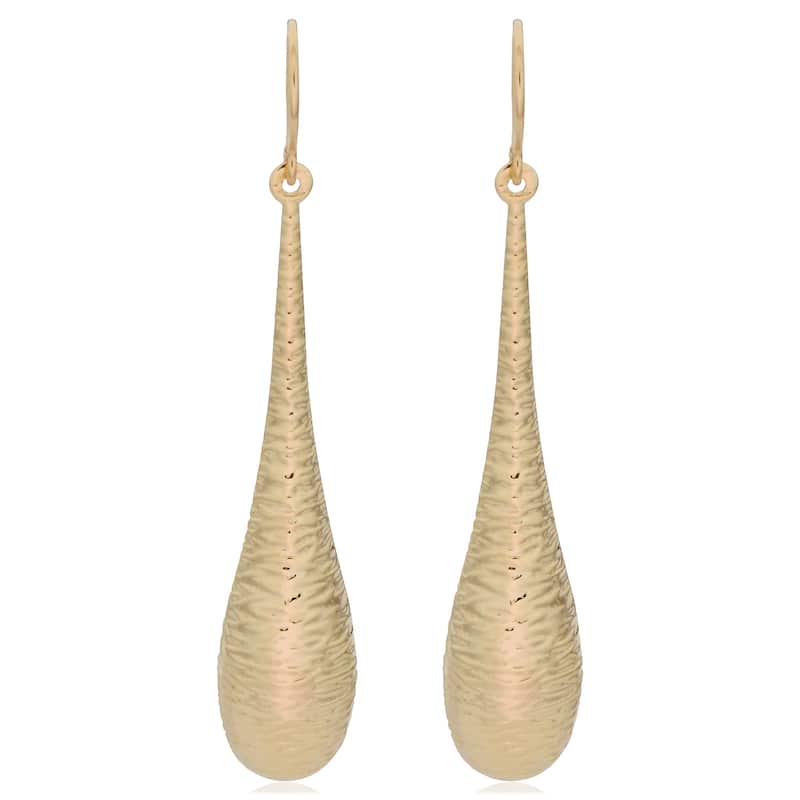 Fremada 14k Yellow Gold Elongated Teardrop Dangle Earrings