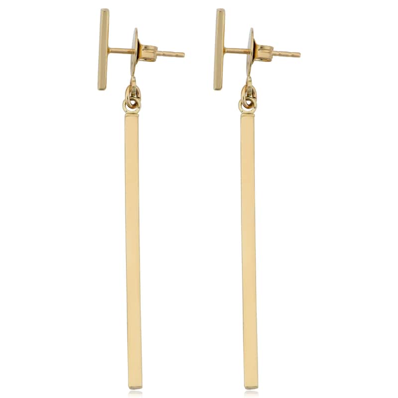 Fremada 14k Yellow Gold High Polish Bar Front Back Earrings