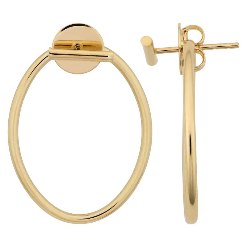 Fremada 14k Yellow Gold High Polish Oval and Bar Front Back Earrings