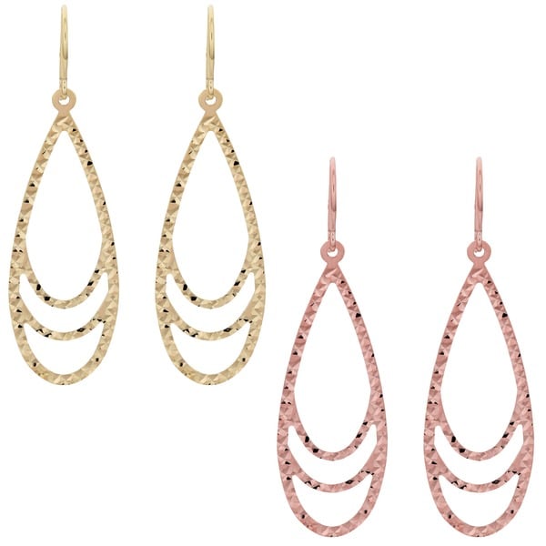 Shop Fremada 14k Gold Diamond-cut Surfaced Teardrop Dangle Earrings - On Sale - Free Shipping ...