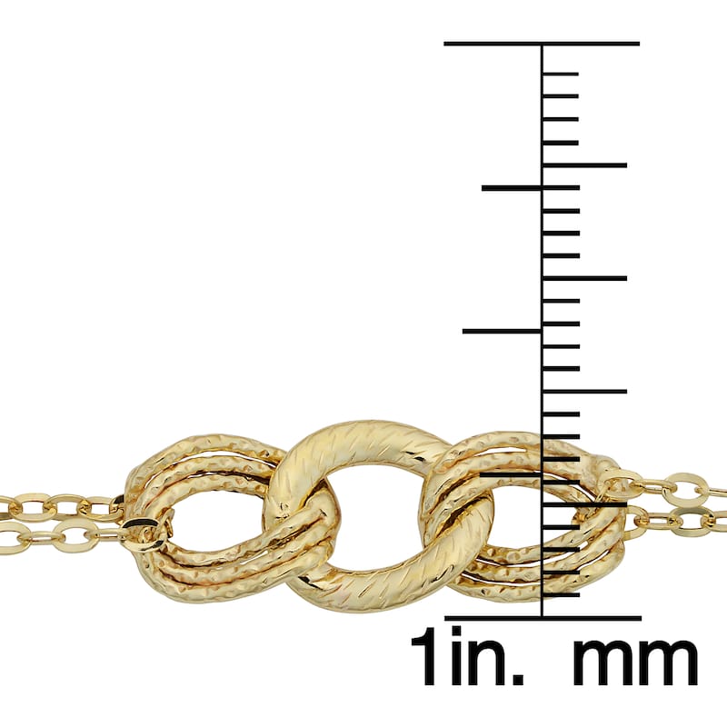 Fremada 14k Yellow Gold Diamond-cut Link and Double Strand Bracelet (7.5 inches)